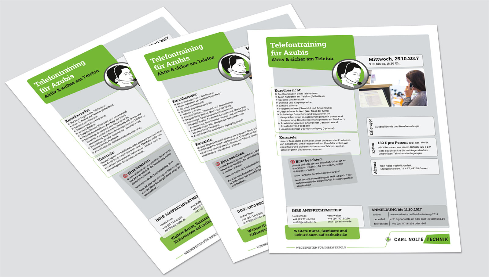 Einladungen für das Azubi-Telefontraining 2017