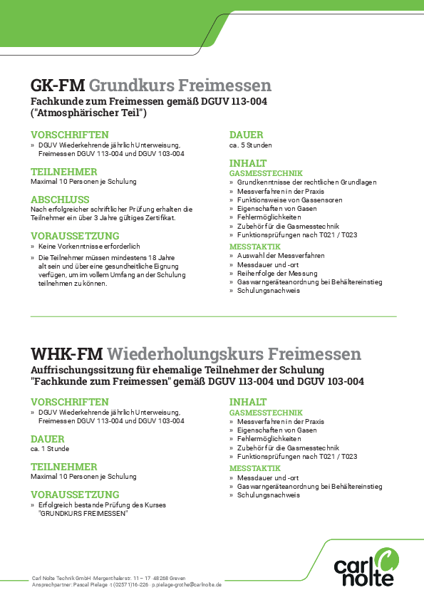 Seminar-Schulungsinhalte Freimessen