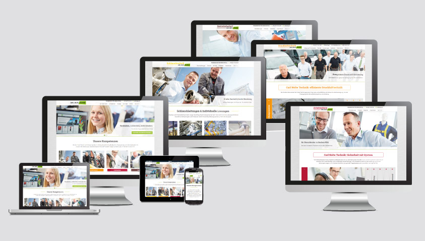 Websites der Carl Nolte Technik auf verschiedenen Endgeräten