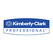 Logo der Firma Kimberly Clark in blau, Text mit Halle und Standnummer für eine Messe
